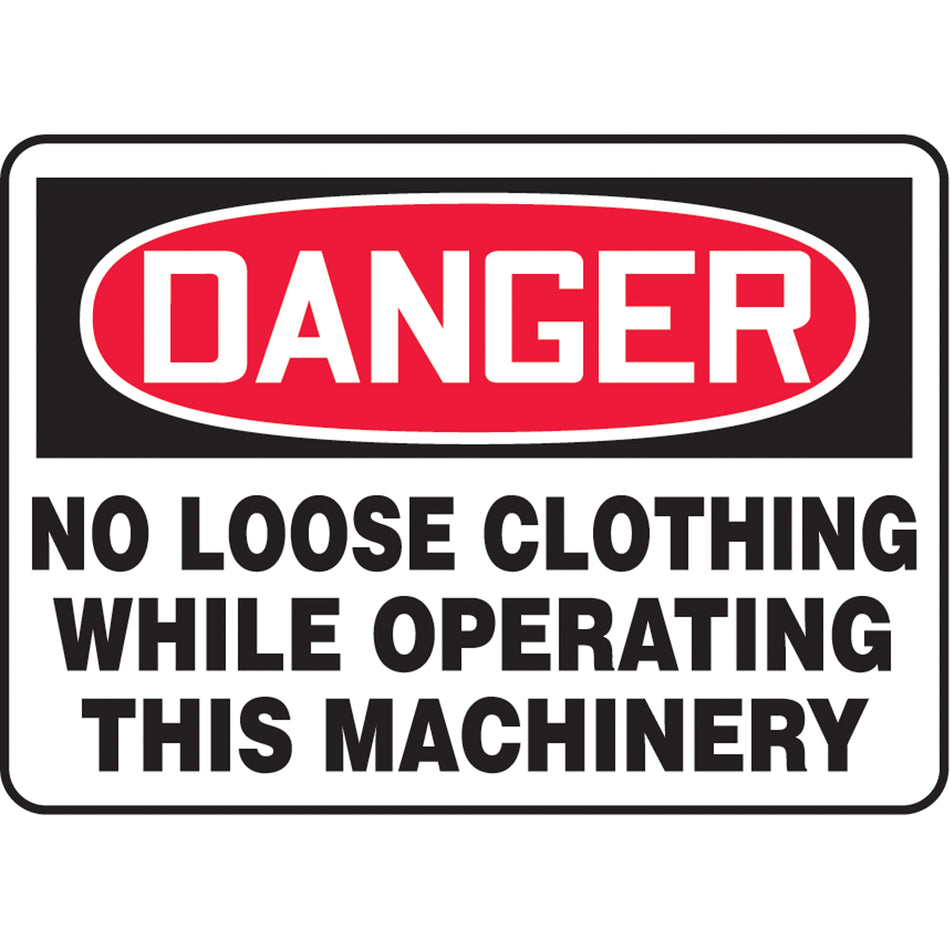 ""No Loose Clothing"" Sign - SAU046