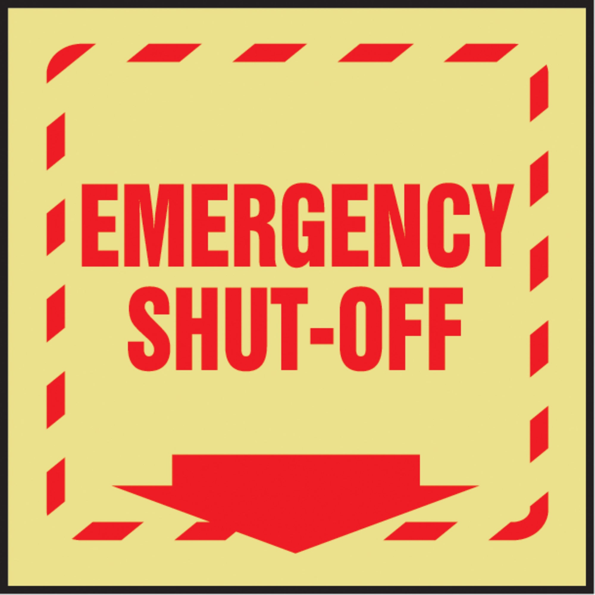 ""Emergency Shut-Off"" Glow-In-The-Dark Projection™ Sign - SAW430