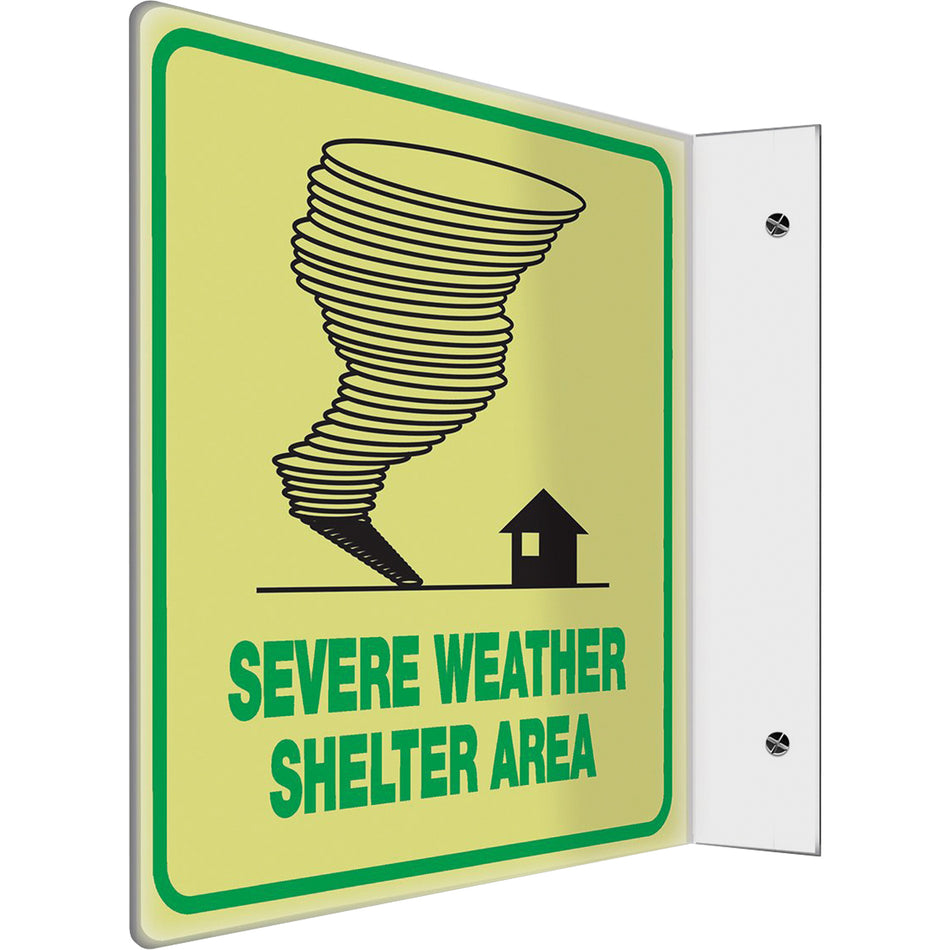 Glow-in-the-Dark Projection™ “Severe Weather Shelter Area” Safety Sign - SAW458