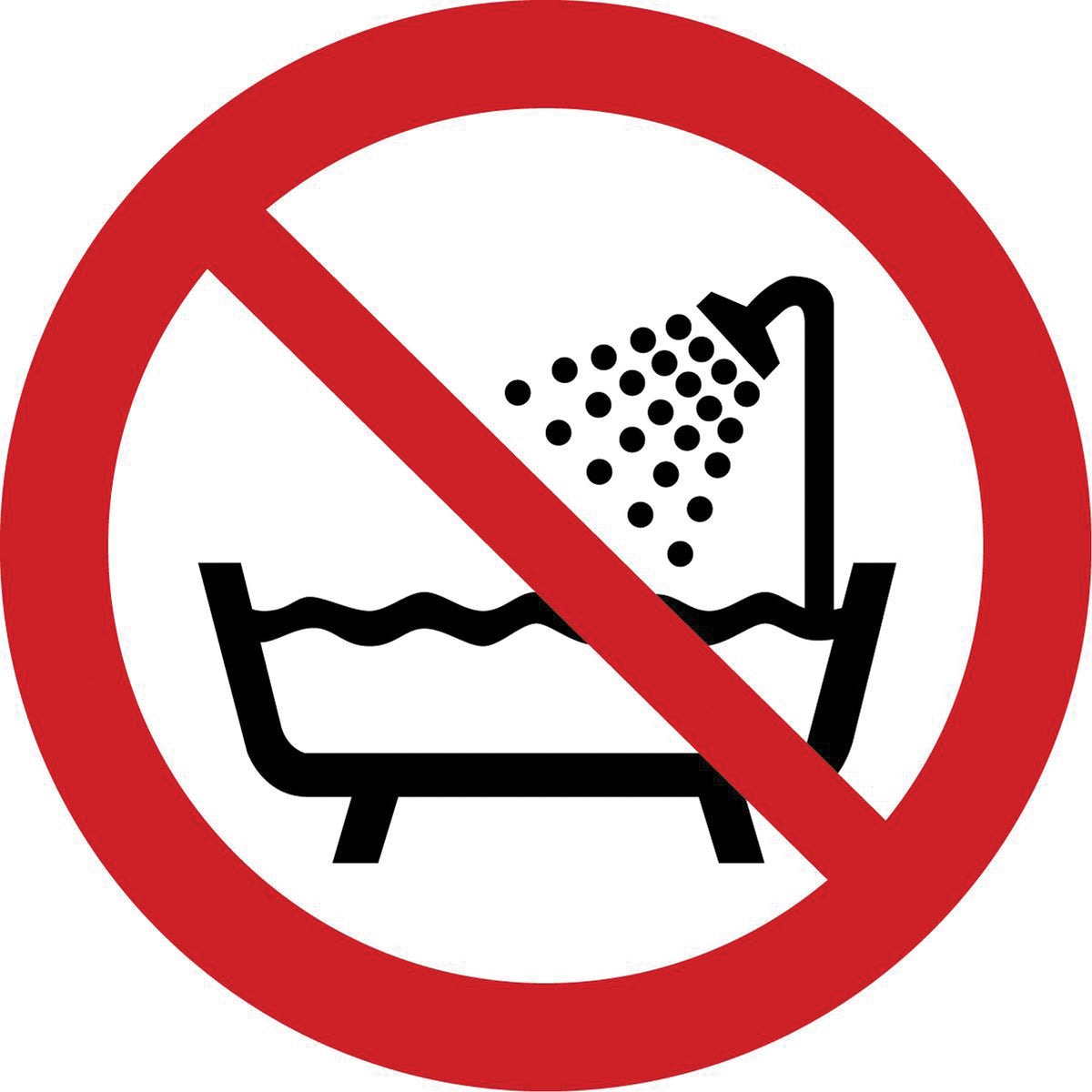 Do Not Use in a Shower ISO Prohibition Safety Labels - SAX350