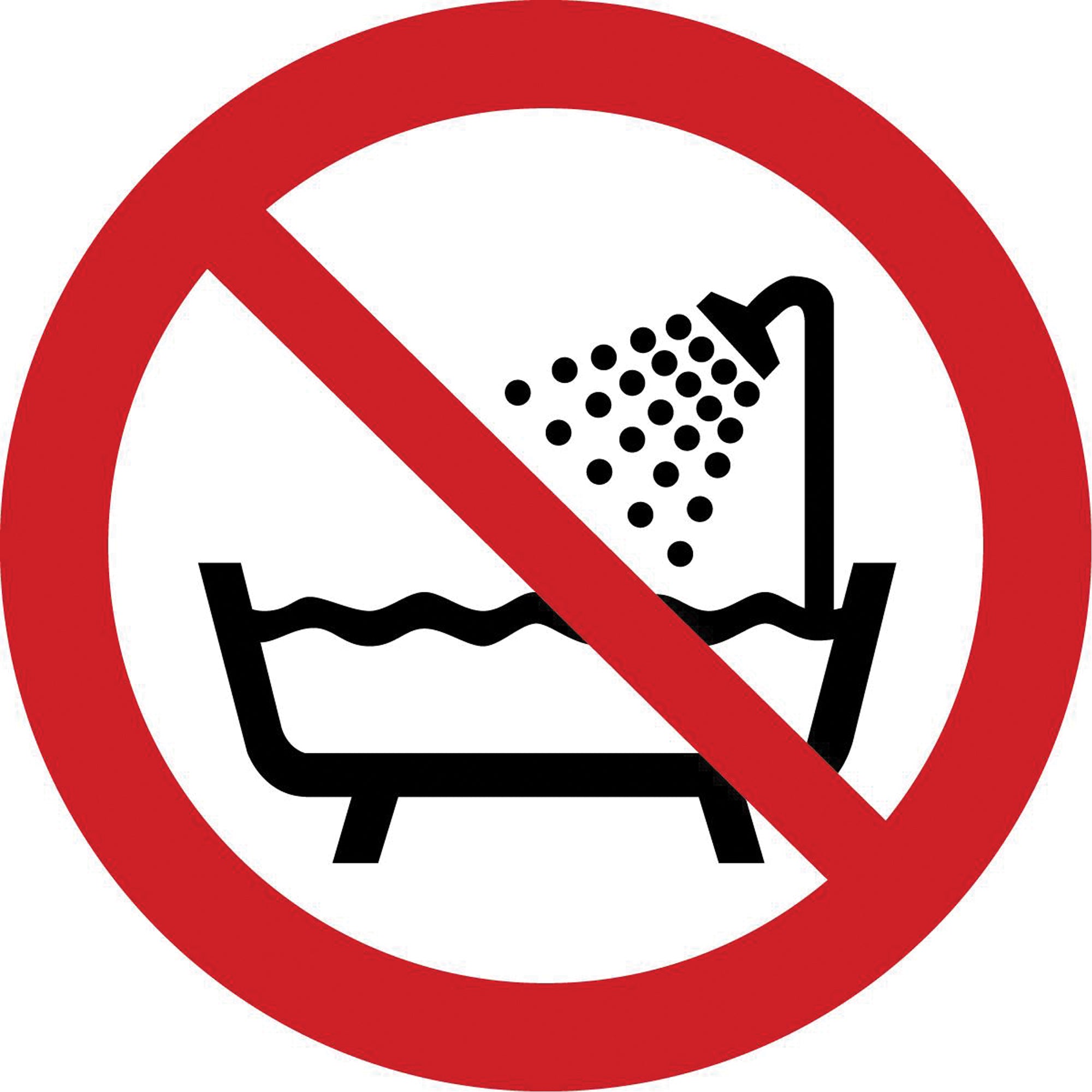 Do Not Use in a Shower ISO Prohibition Safety Labels - SAX350