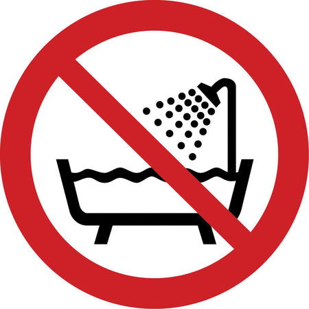 Do Not Use in a Shower ISO Prohibition Safety Labels - SAX350