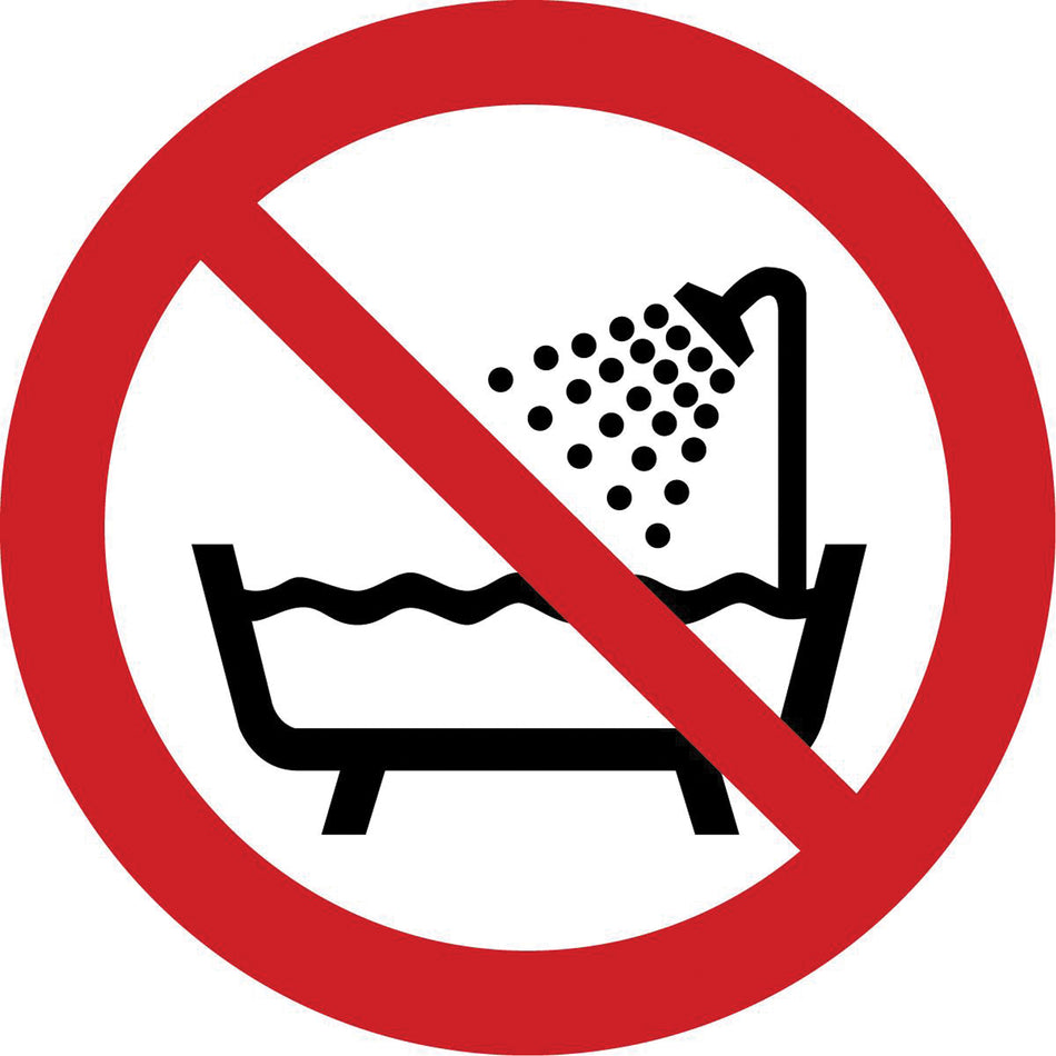 Do Not Use in a Shower ISO Prohibition Safety Labels - SAX350
