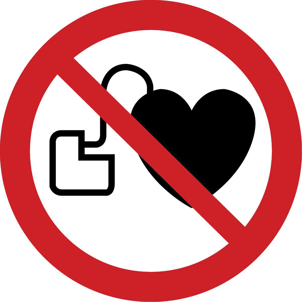 No Access for Active Implanted Cardiac Devices ISO Prohibition Safety Labels - SAX366