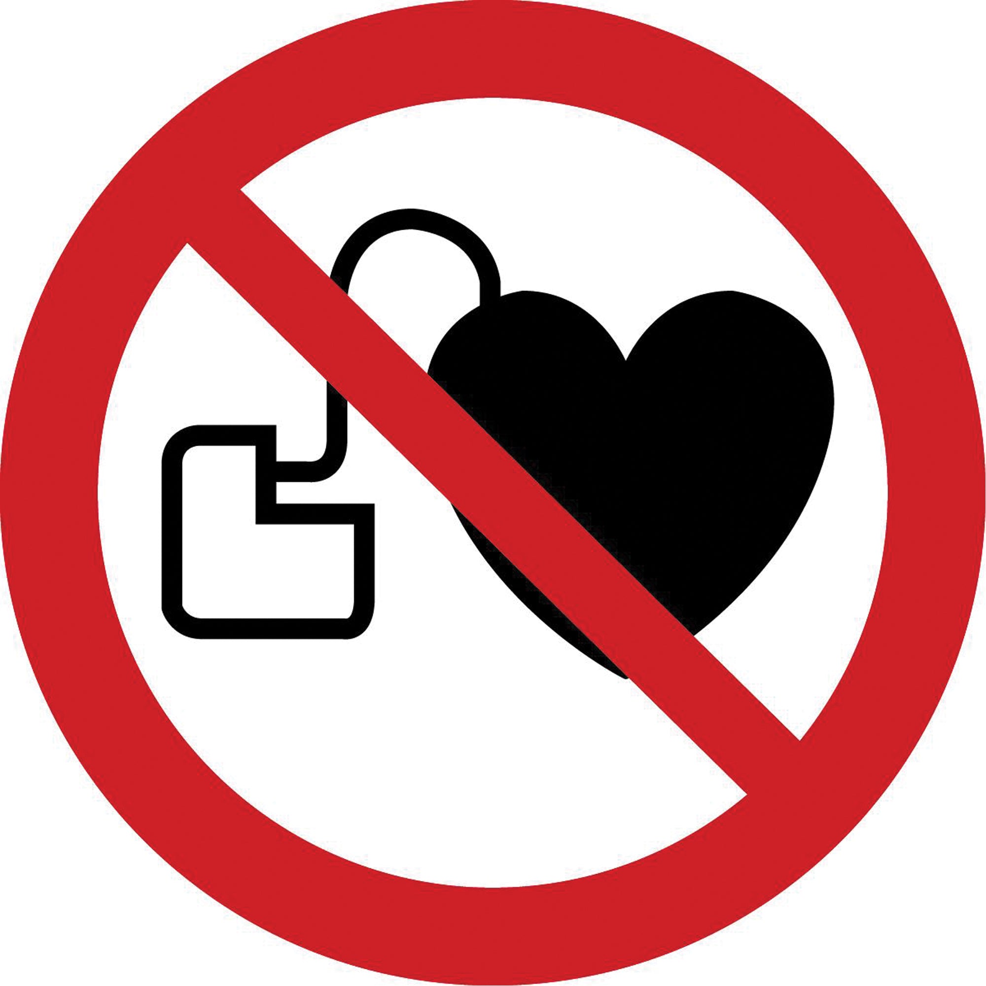No Access for Active Implanted Cardiac Devices ISO Prohibition Safety Labels - SAX366