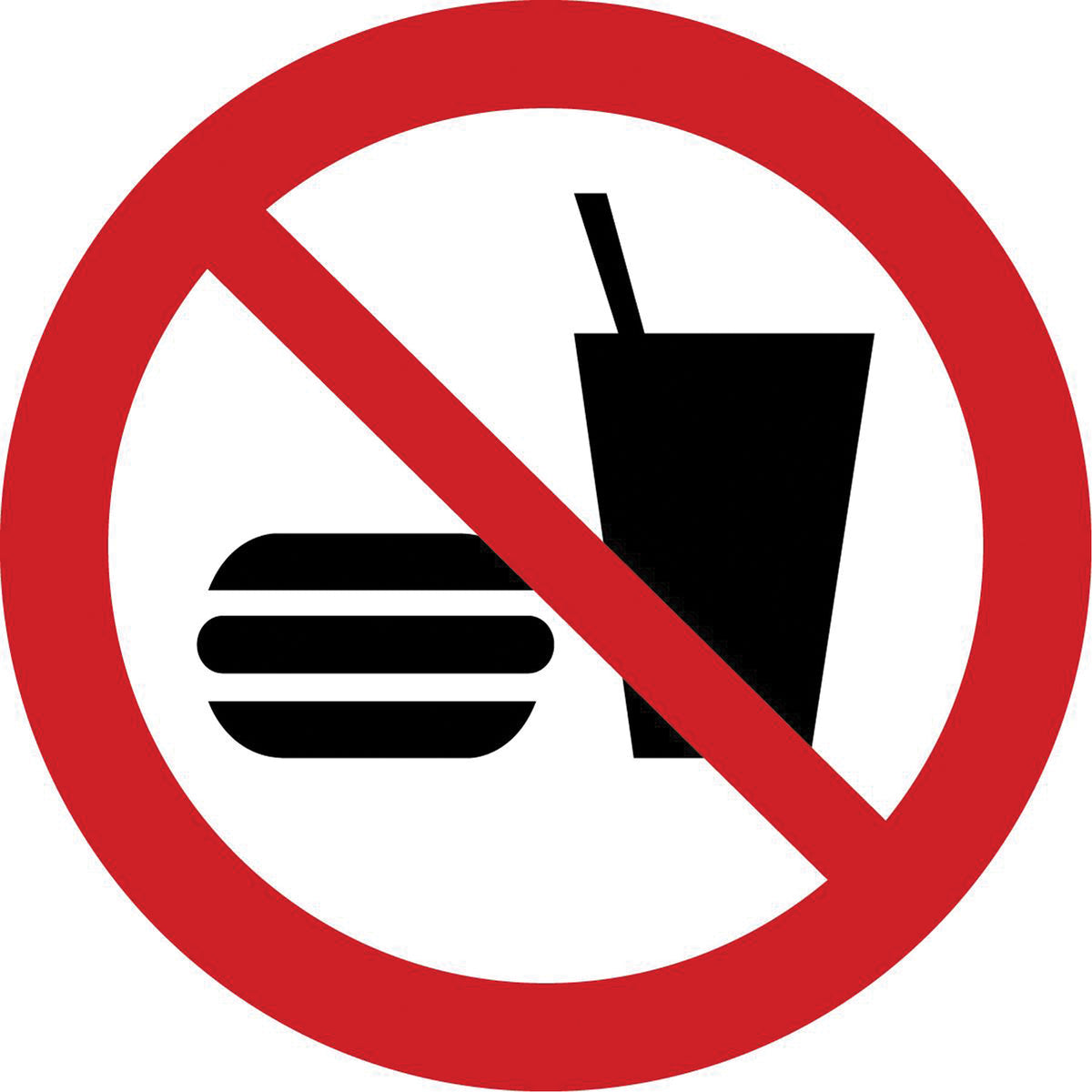 No Eating or Drinking ISO Prohibition Safety Labels - SAX370