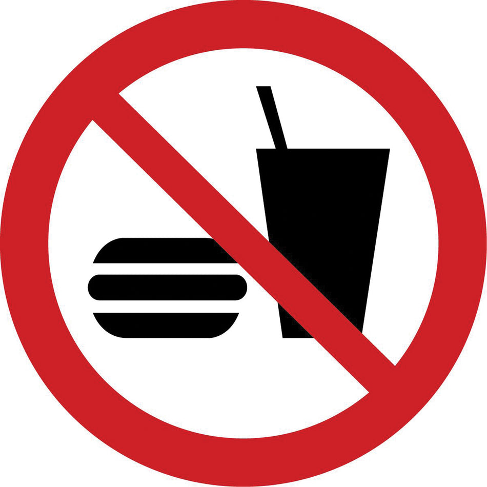 No Eating or Drinking ISO Prohibition Safety Labels - SAX370