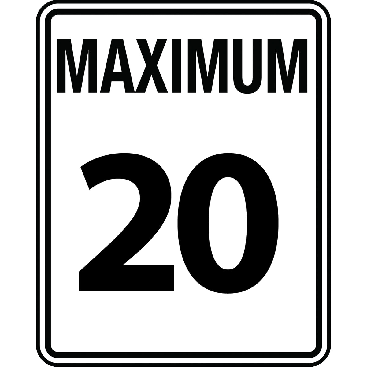 ""Maximum 20"" Speed Limit Sign - SAX465