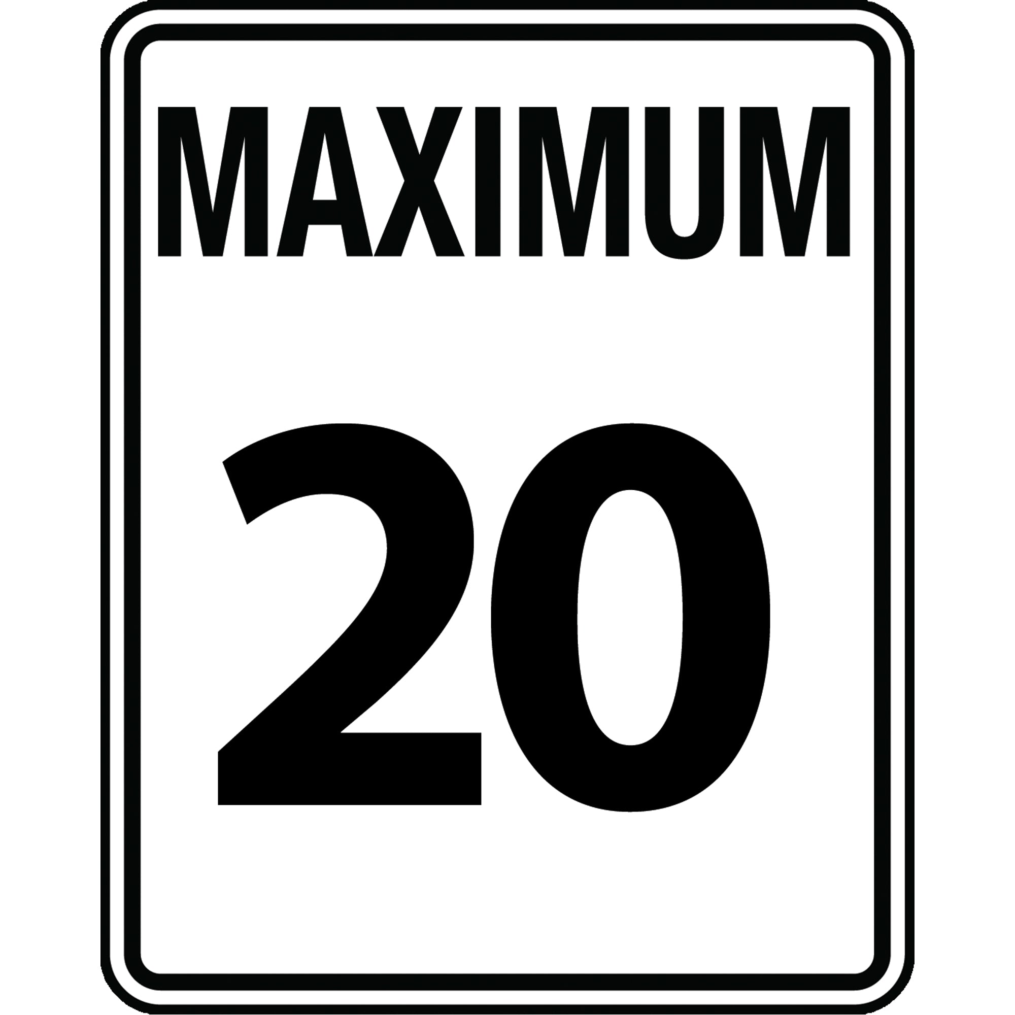 ""Maximum 20"" Speed Limit Sign - SAX465