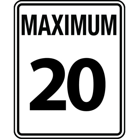""Maximum 20"" Speed Limit Sign - SAX465