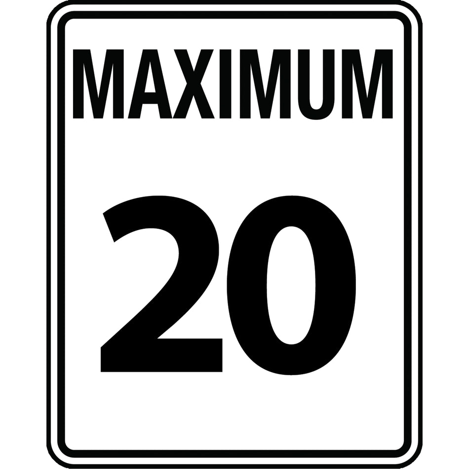 ""Maximum 20"" Speed Limit Sign - SAX465