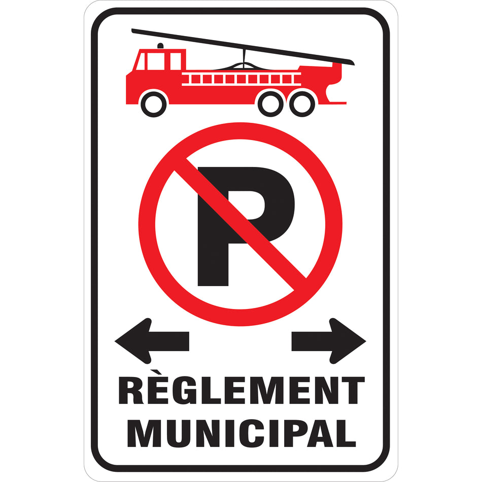 ""Règlement Municipal"" No Parking Sign - SD295