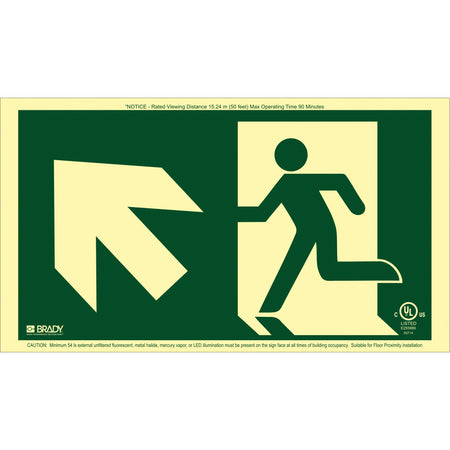 BradyGlo® Running Man Exit Sign with Up Left Arrow - SDN126