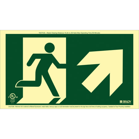BradyGlo® Running Man Exit Sign with Up Right Arrow - SDN128