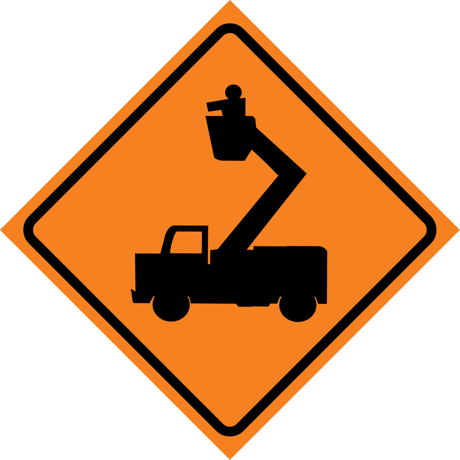 Man in Elevated Bucket Roll-Up Traffic Sign - SDP375