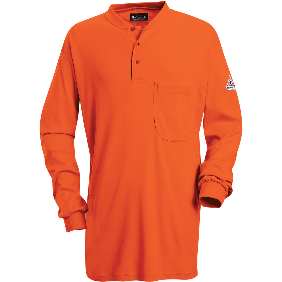 Flame-Resistant Long Sleeve Tagless Henley Shirts - SED640