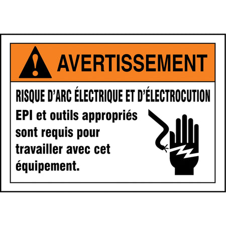 ""Risque d'arc électrique et d'électrocution"" Sign - SEE024