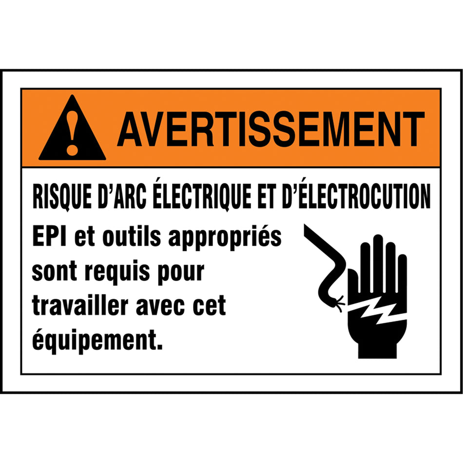 ""Risque d'arc électrique et d'électrocution"" Sign - SEE024