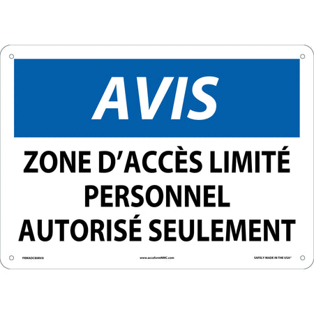 ""Zone d'accès limité"" Sign - SEF881