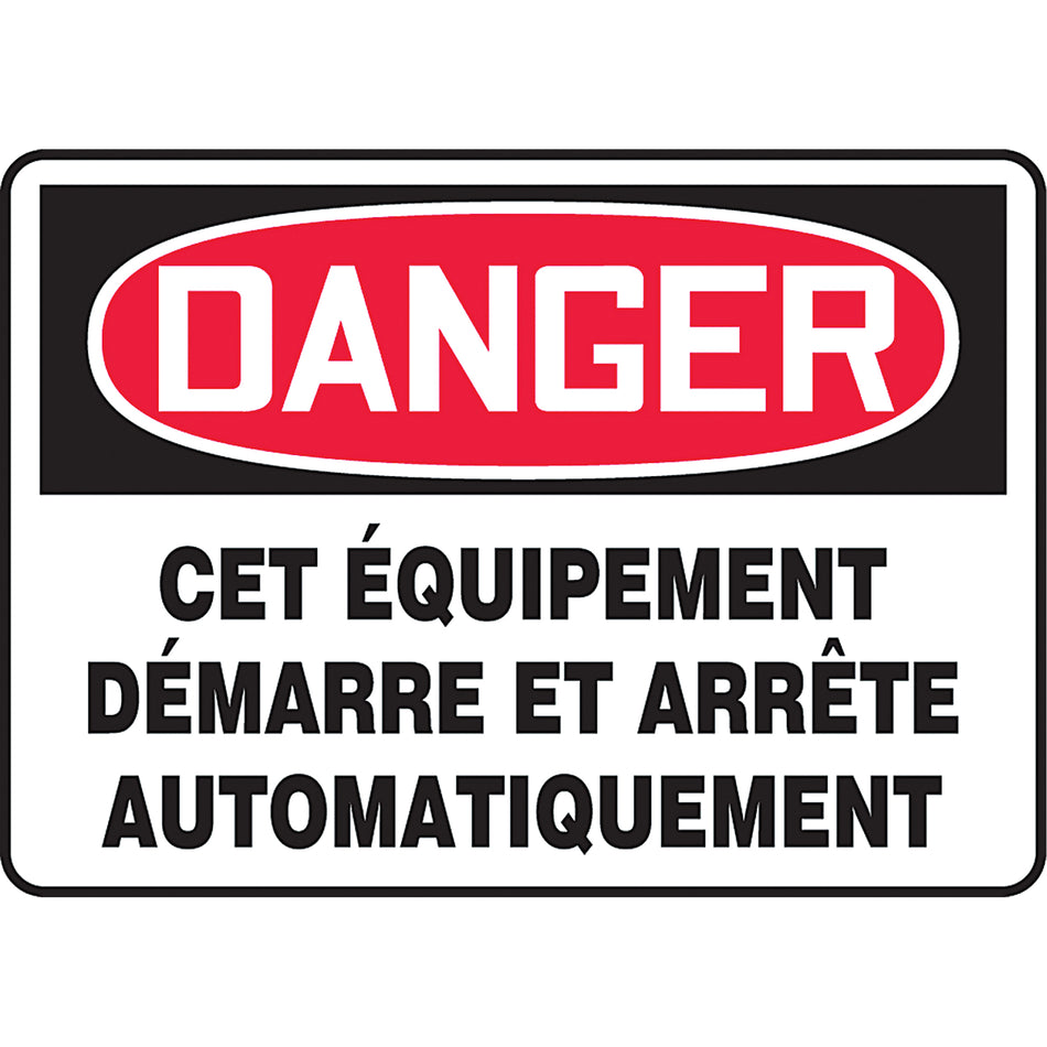""Équipment démarre et arrête automatiquement"" Sign - SEG284