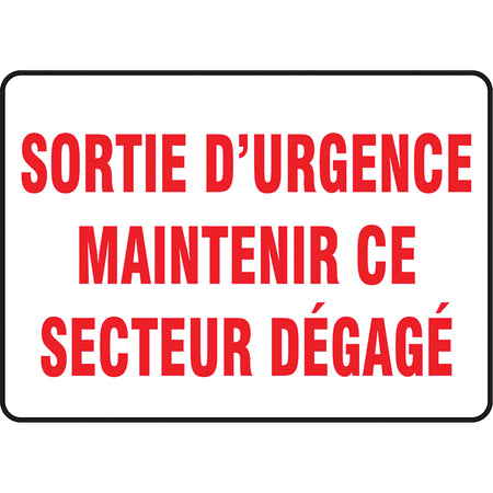 ""Sortie d'urgence maintenir ce secteur dégagé"" Sign - SEG335
