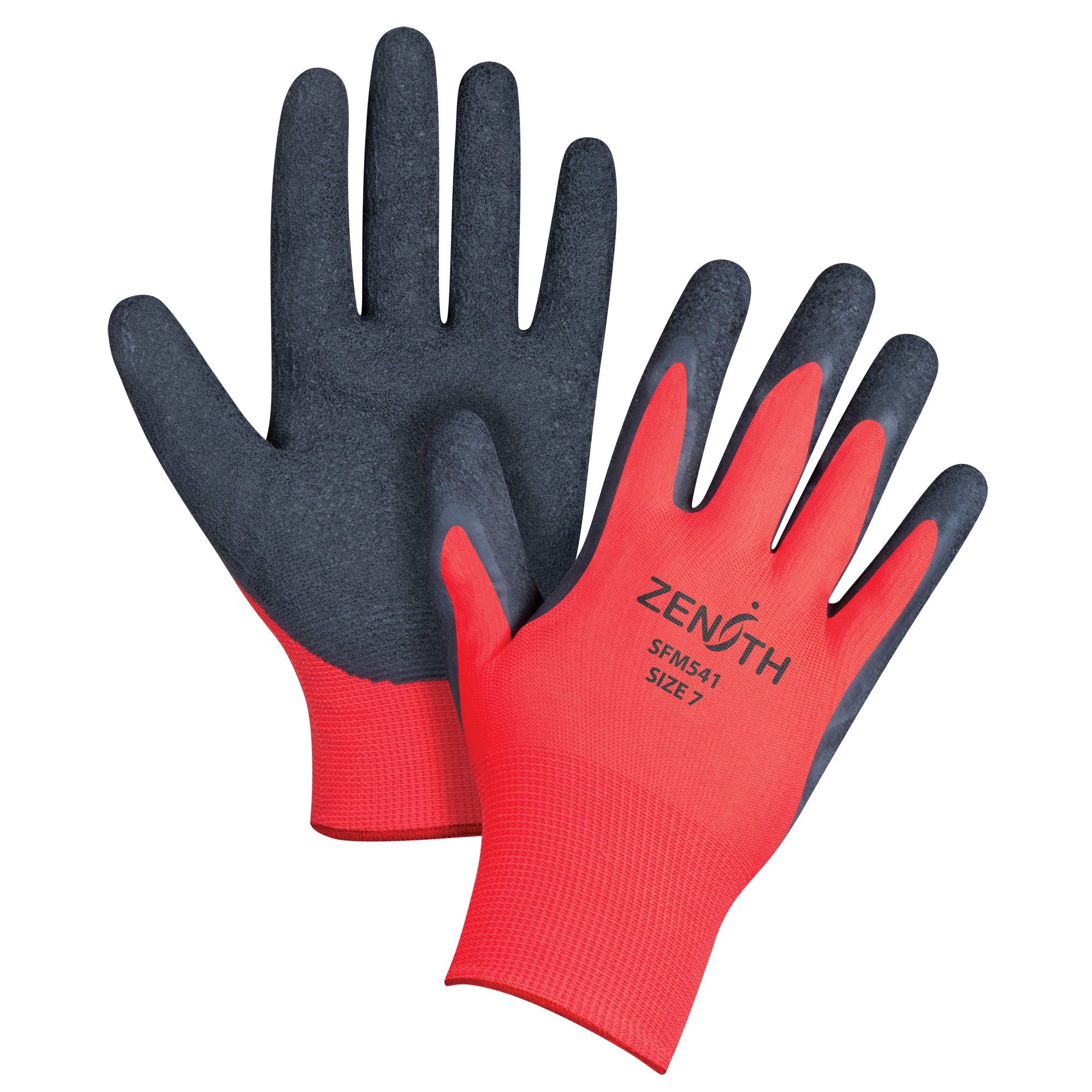 Black & Red Crinkle Grip Coated Gloves - SFM541