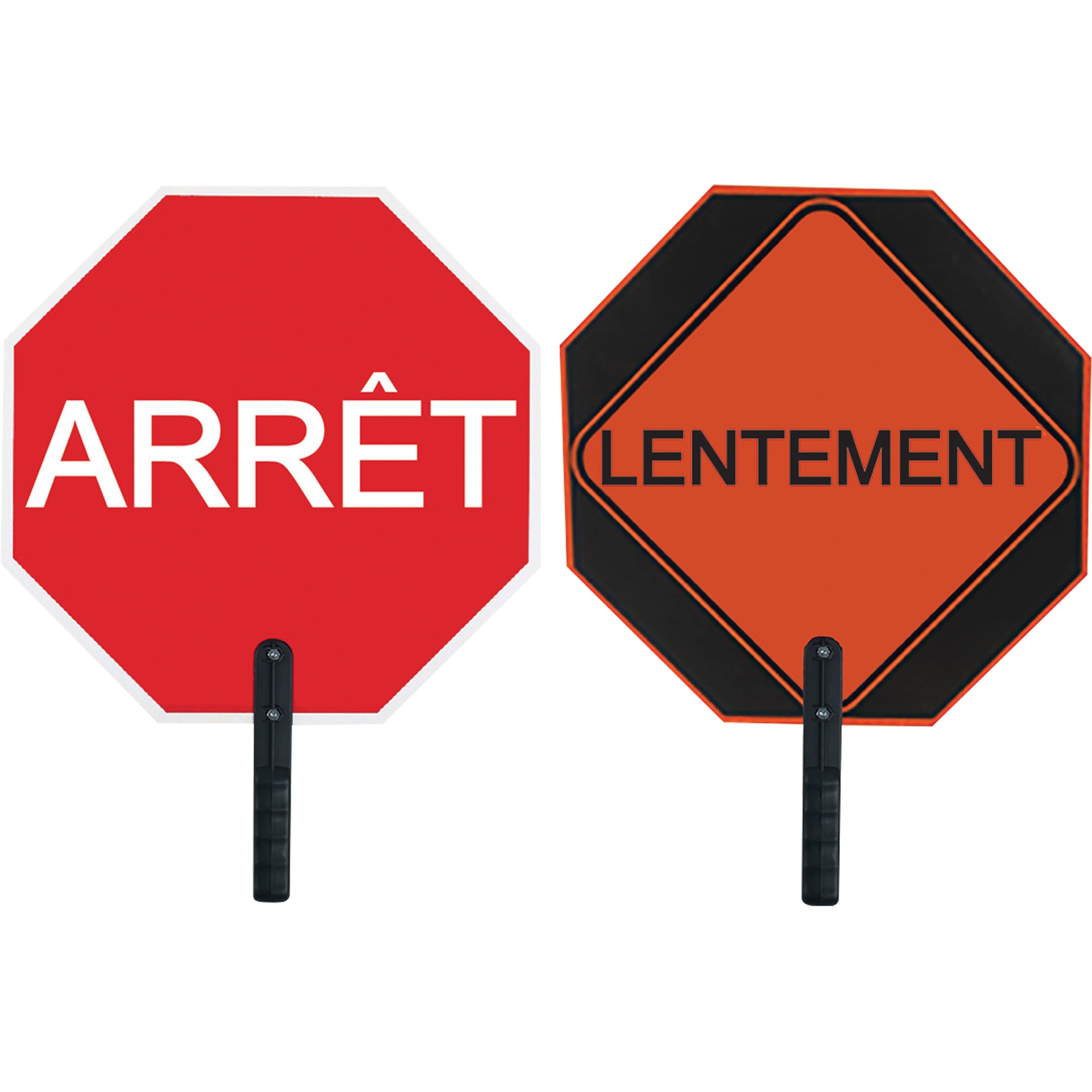 Double-Sided ""Arrêt/Lentement"" Traffic Control Sign - SFU870