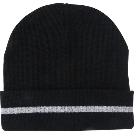 Knit Hat with Silver Reflective Stripe - SGJ105