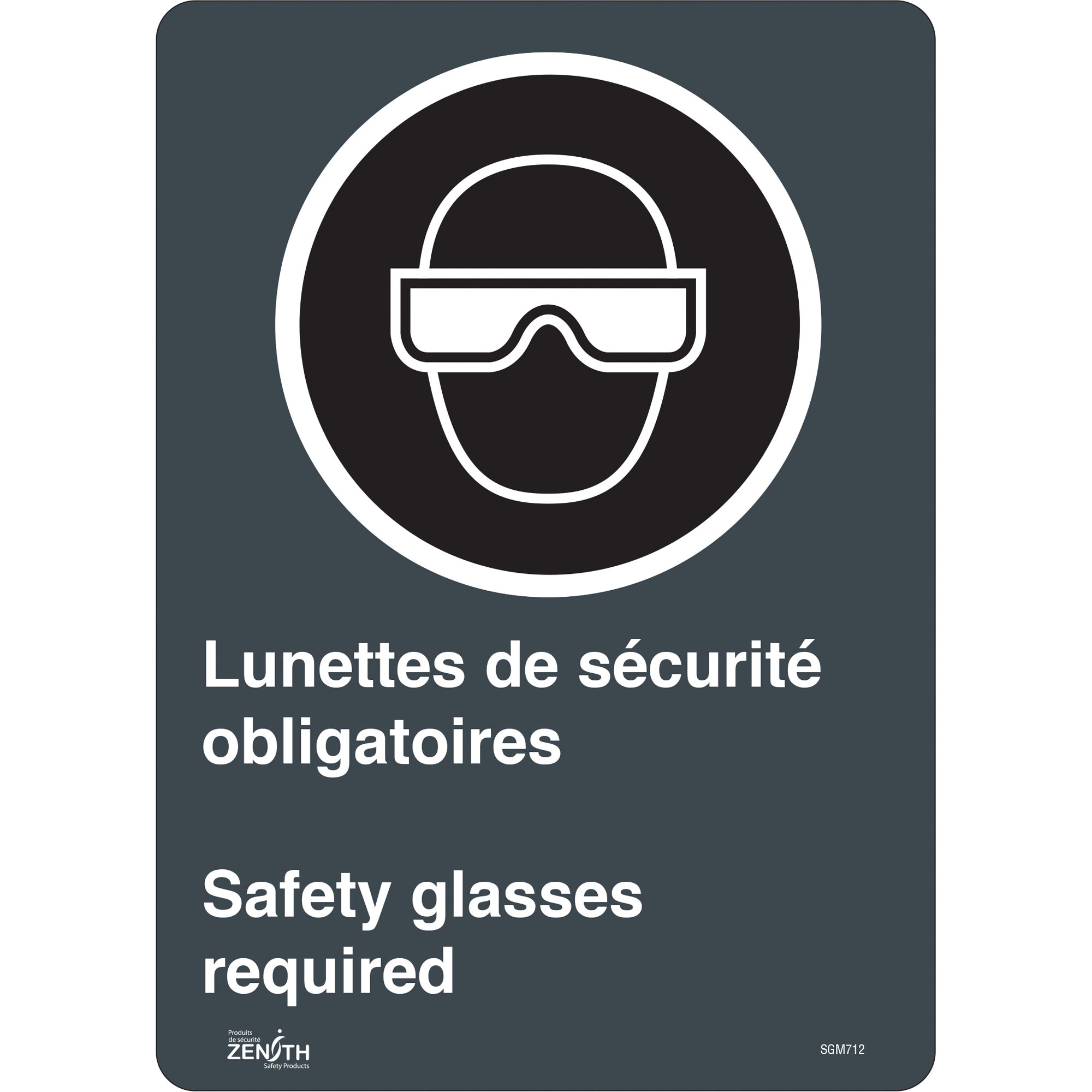 ""Safety Glasses Required/Lunettes de sécurité obligatoires"" Sign - SGM712