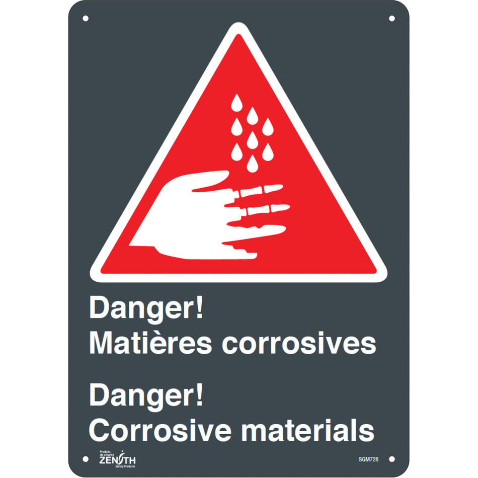 ""Matières Corrosives/Corrosive Materials"" Sign - SGM728