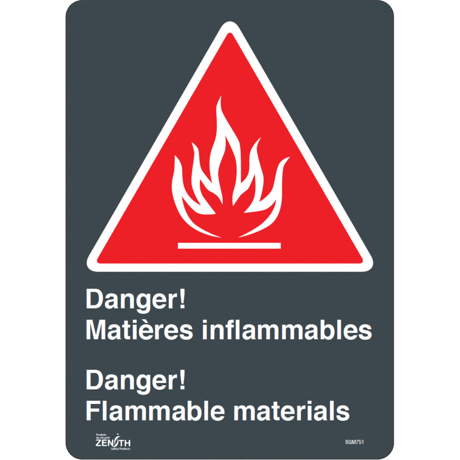 ""Flammable Materials/Matières Inflammable"" Sign - SGM751
