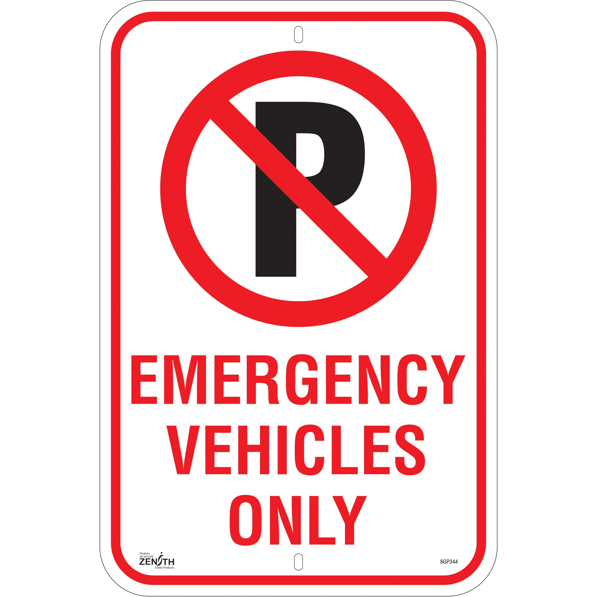 No Parking ""Emergency Vehicles Only"" Sign - SGP344