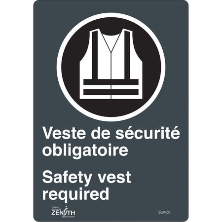 ""Port du dossard obligatoire/Safety Vest Required"" Sign - SGP400