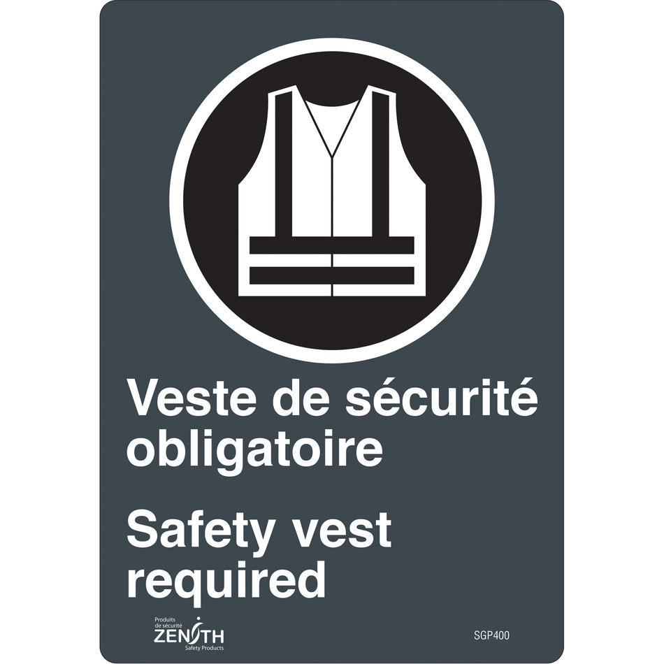 ""Port du dossard obligatoire/Safety Vest Required"" Sign - SGP400