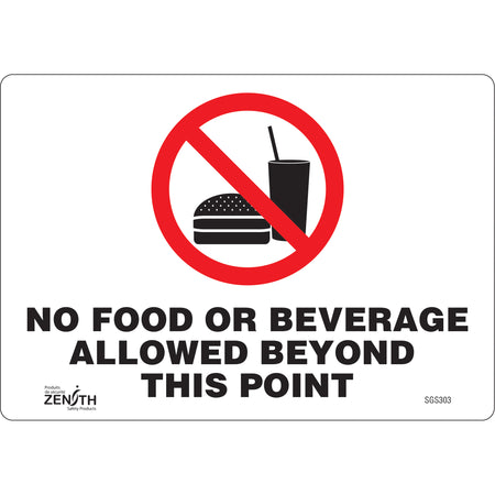""No Food or Beverage Allowed Beyond This Point"" Sign - SGS303