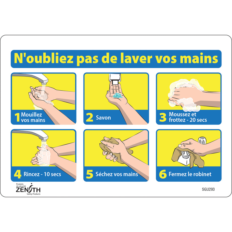 ""N'oubliez pas de laver vos mains"" Sign - SGU293