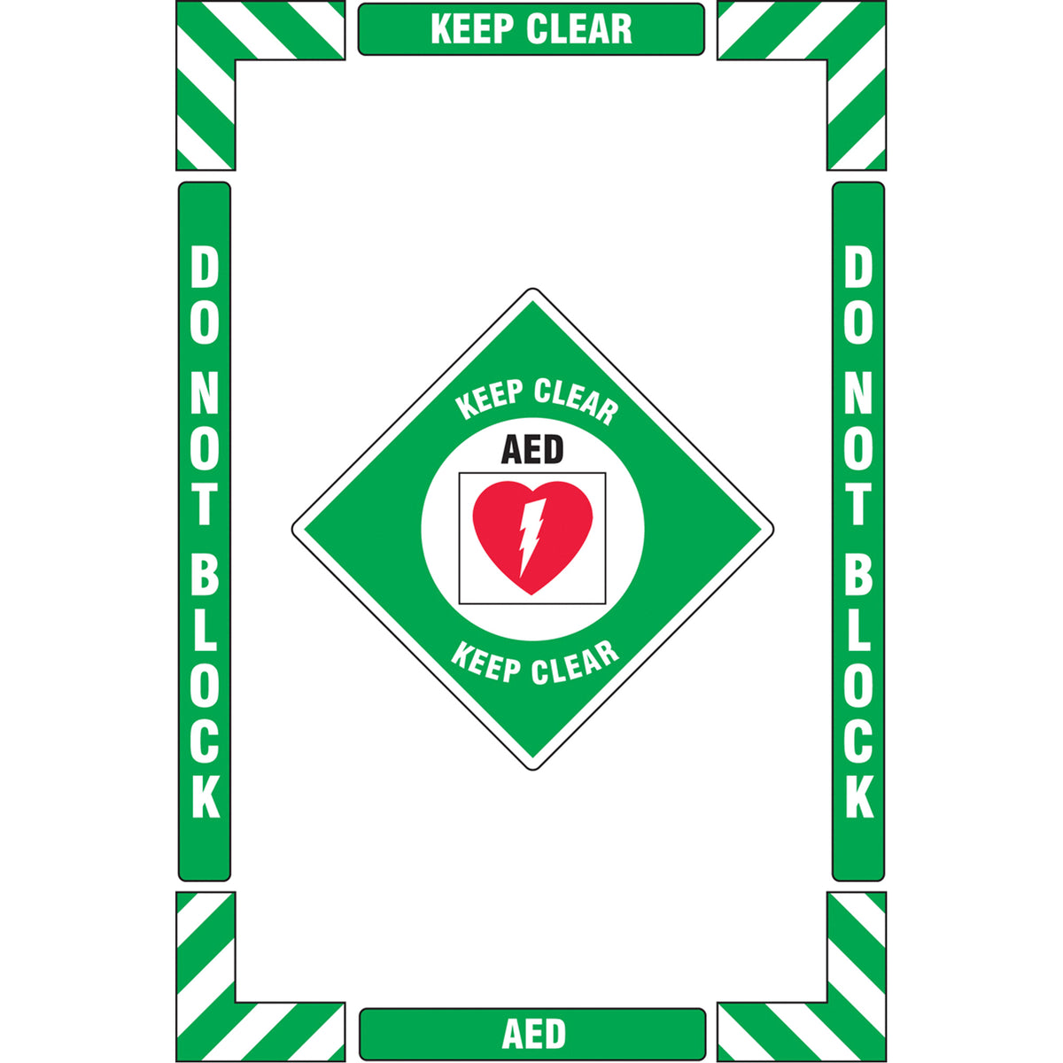""AED Keep Clear"" Floor Marking Kit - SGY026