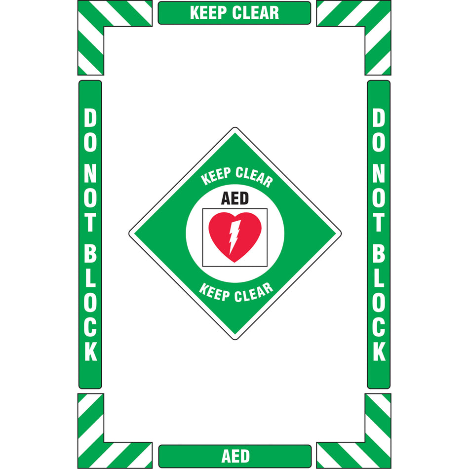 ""AED Keep Clear"" Floor Marking Kit - SGY026