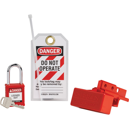 BatteryBlock Forklift Power Connector Lockout with Nylon Safety Padlock - SHB342