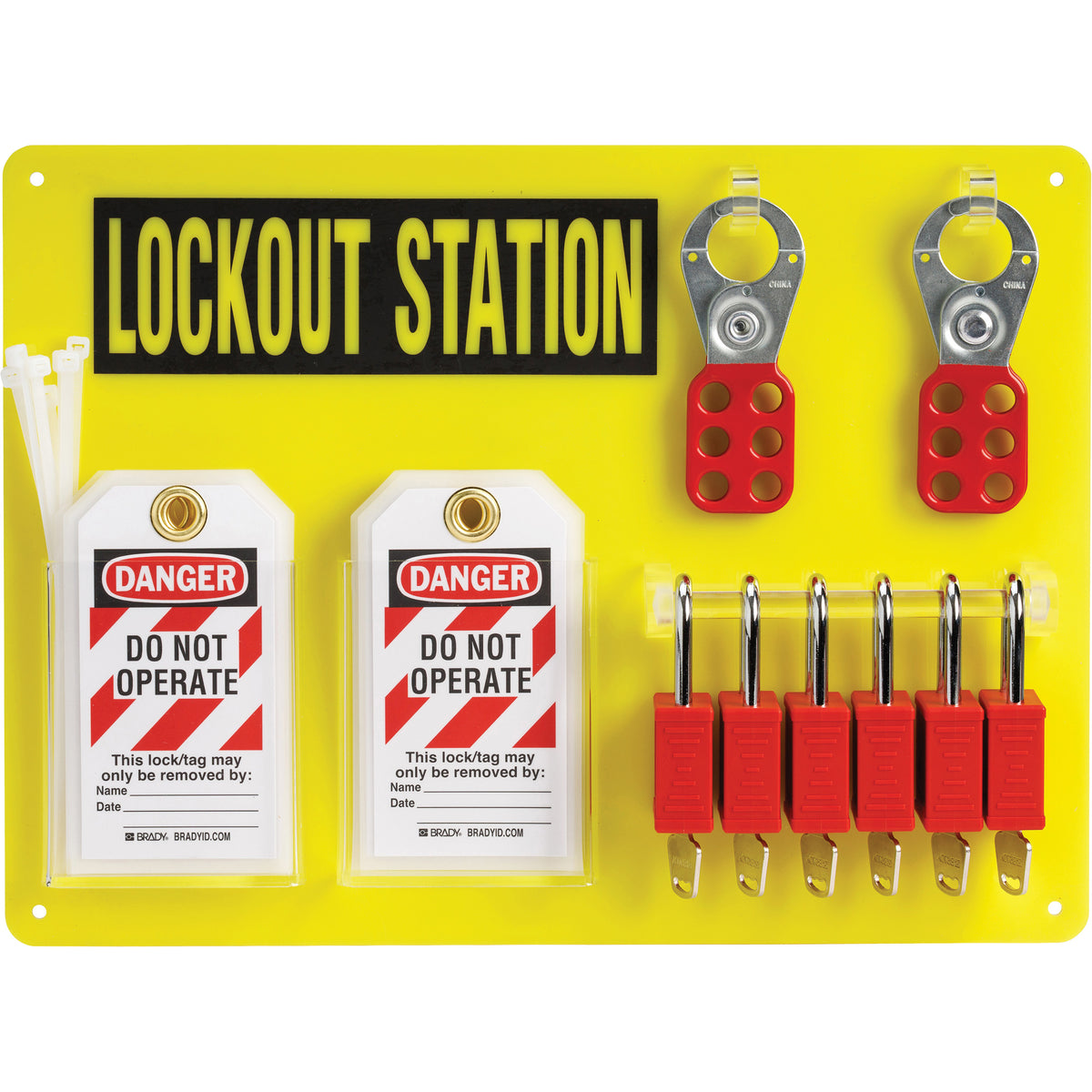 Lockout Board with Keyed Alike Nylon Safety Lockout Padlocks - SHB346