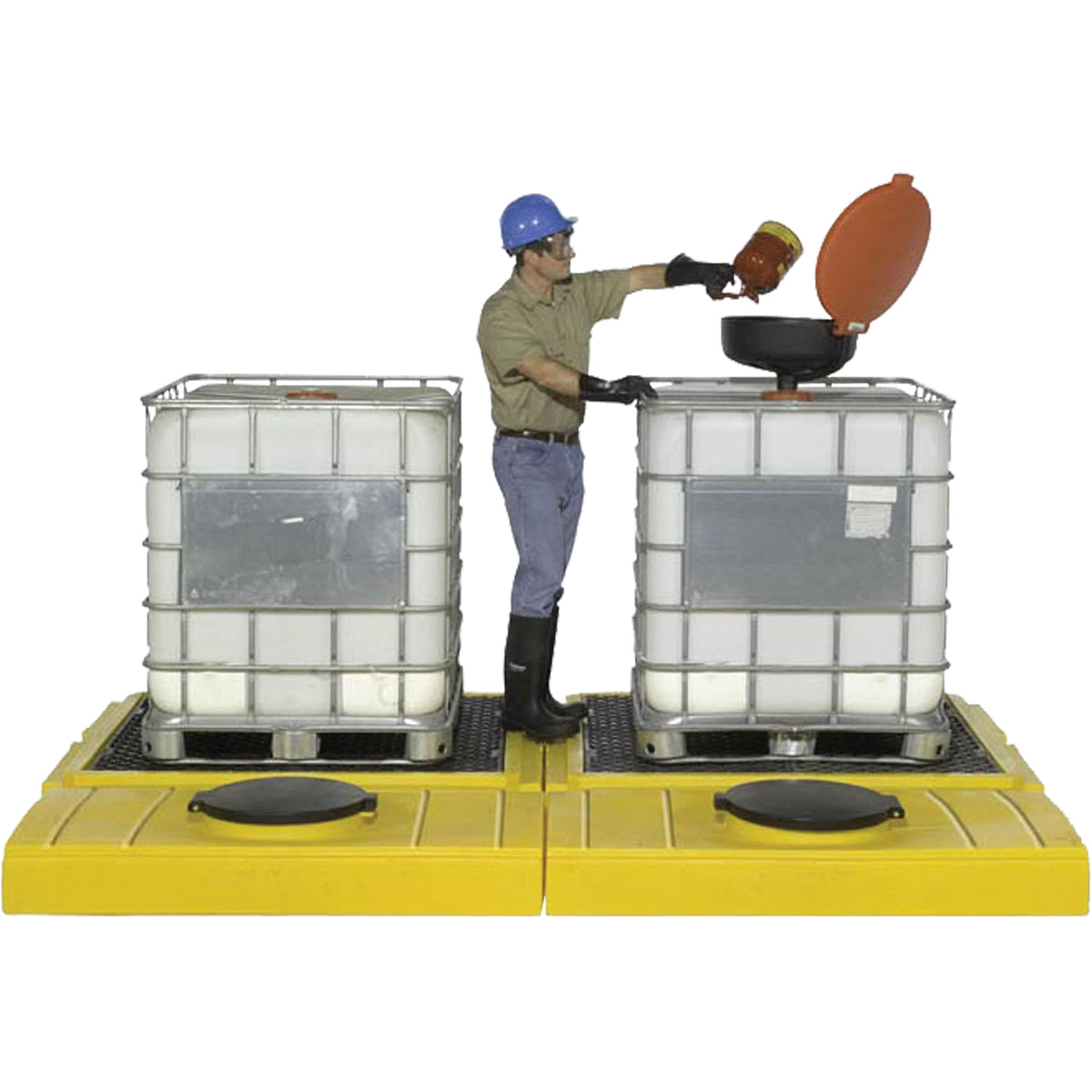 Indoor 2-Tank Ultra-Modular IBC Spill Pallet - SHF458