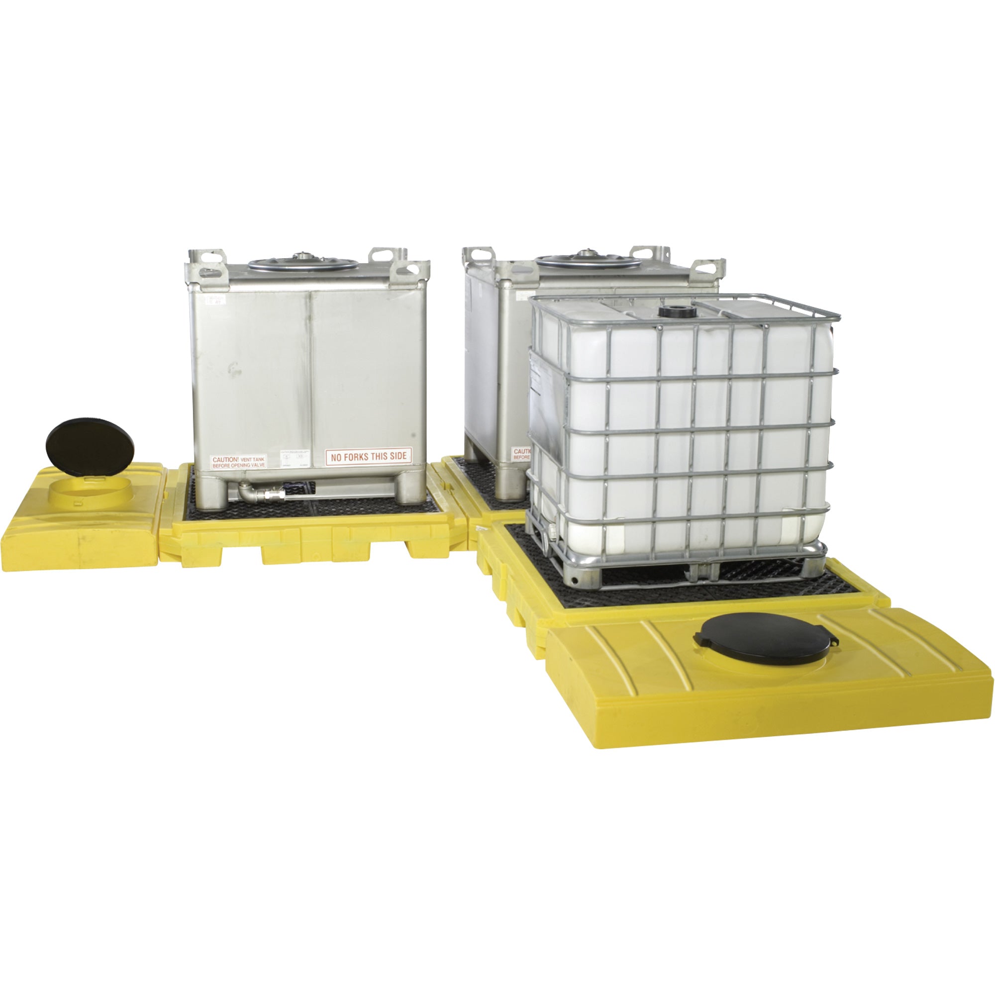 Indoor 3-Tank Ultra-Modular IBC Spill Pallet - SHF459
