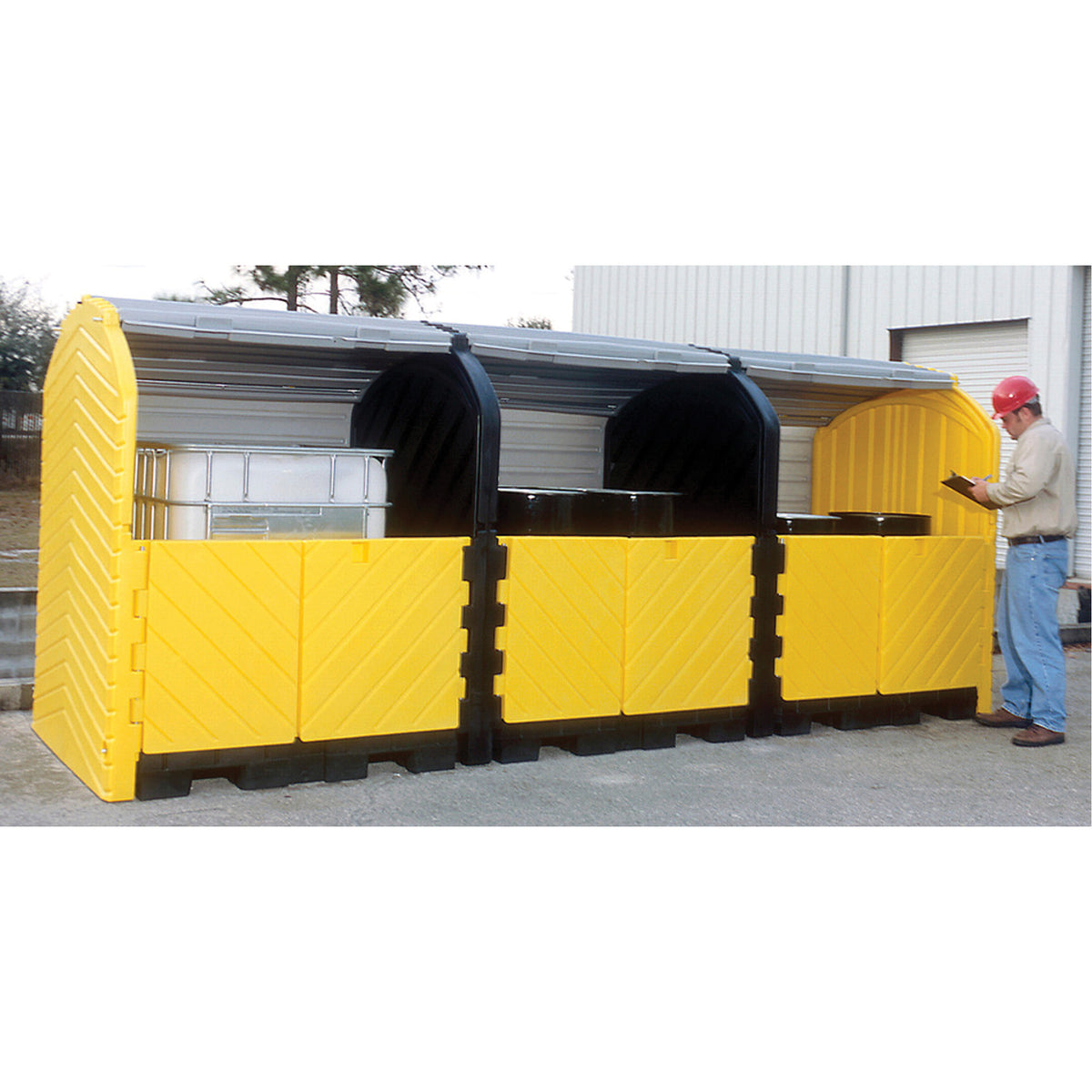 Outdoor 3-Tank Ultra-Modular IBC Spill Pallet - SHF463