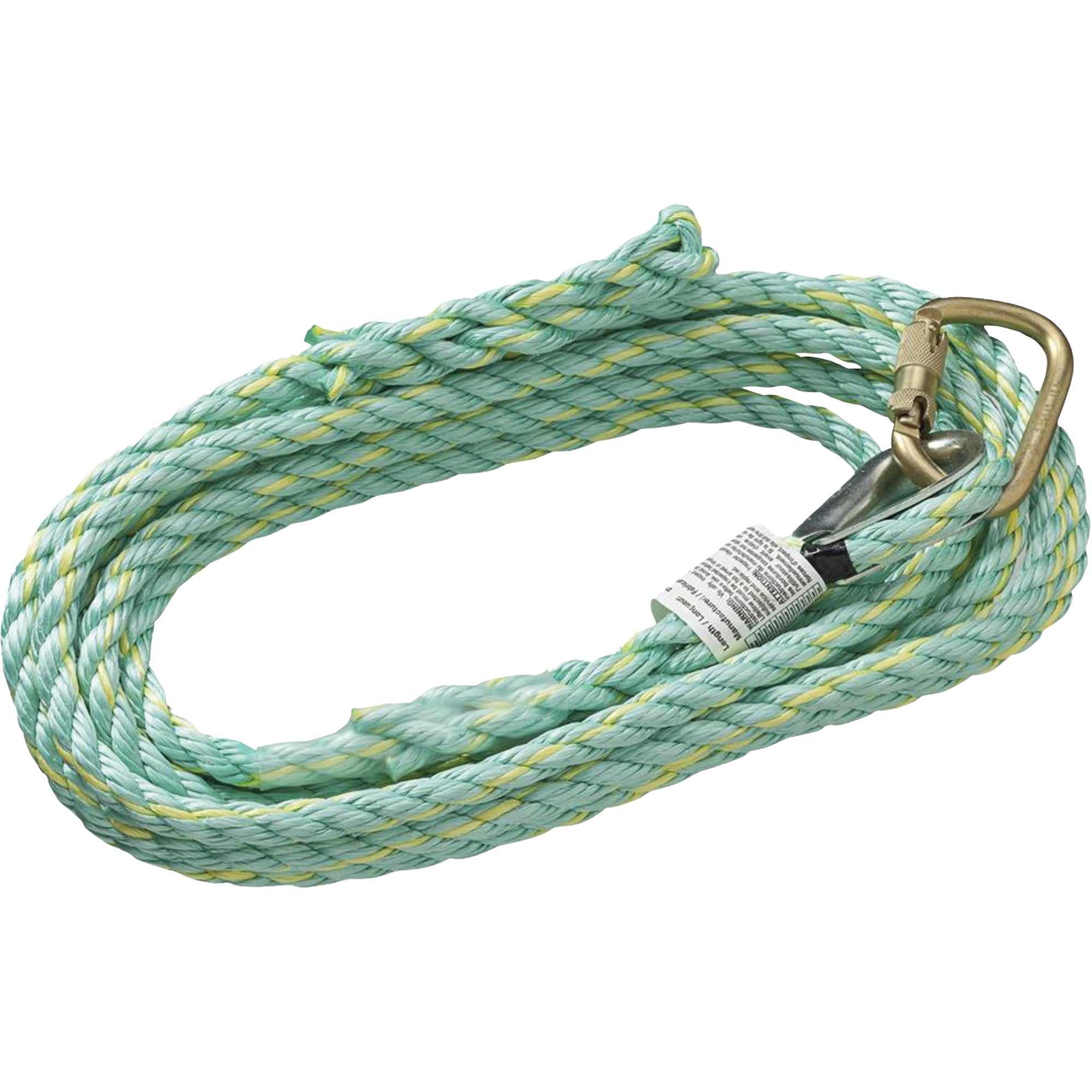 VL-1115-25 Vertical Lifeline Rope with Anchor End Carabiner & Trailing End Back Splice - SHK886
