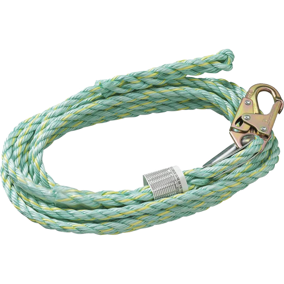 VL-1125-25 Vertical Lifeline Rope with Anchor End Snap Hook & Trailing End Back Splice - SHK887