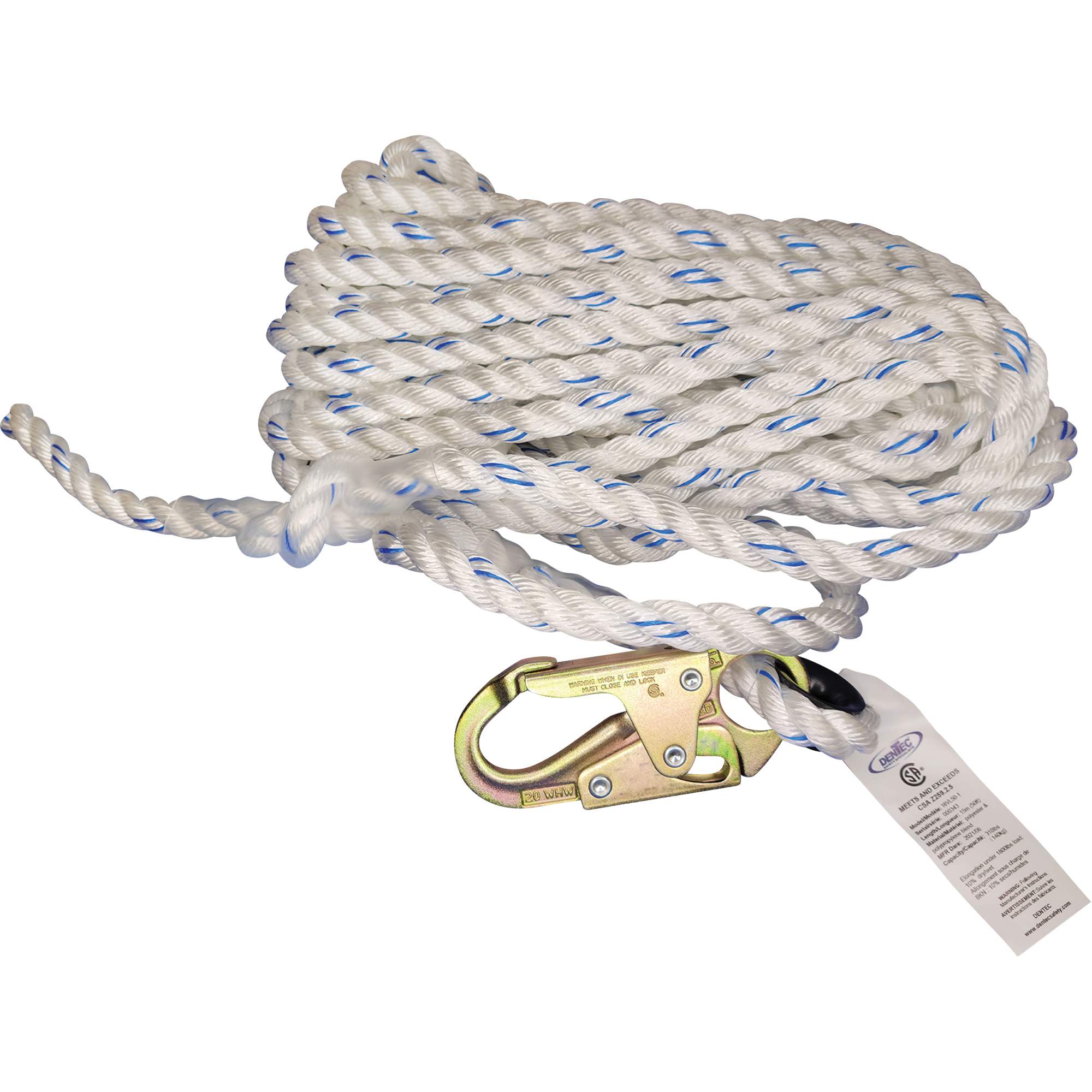 Vertical Life Line with 3/4"" Snap Hook & Thimble Eye - SHM076