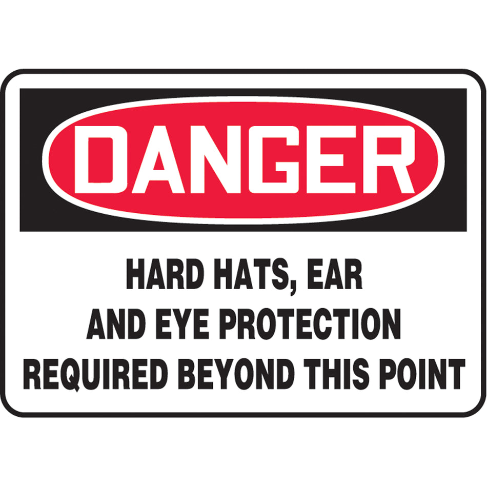 ""Hard Hats, Ear & Eye Protection Required"" Sign - SM168