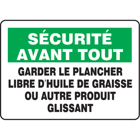 ""Garder le plancher libre d'huile"" Sign - SO905