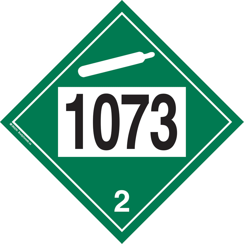 1073 Liquefied Oxygen Non-Flammable Gas TDG Placard - SS820