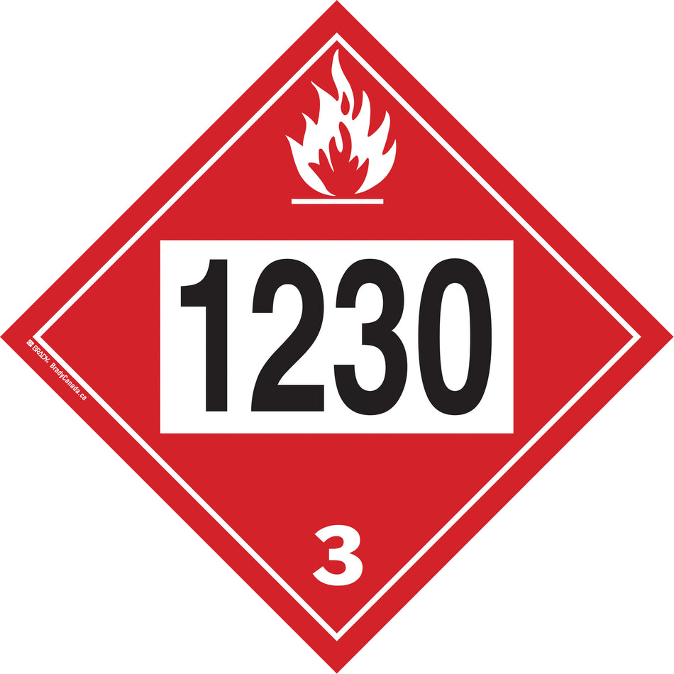 1230 Methanol TDG Placard - SS829